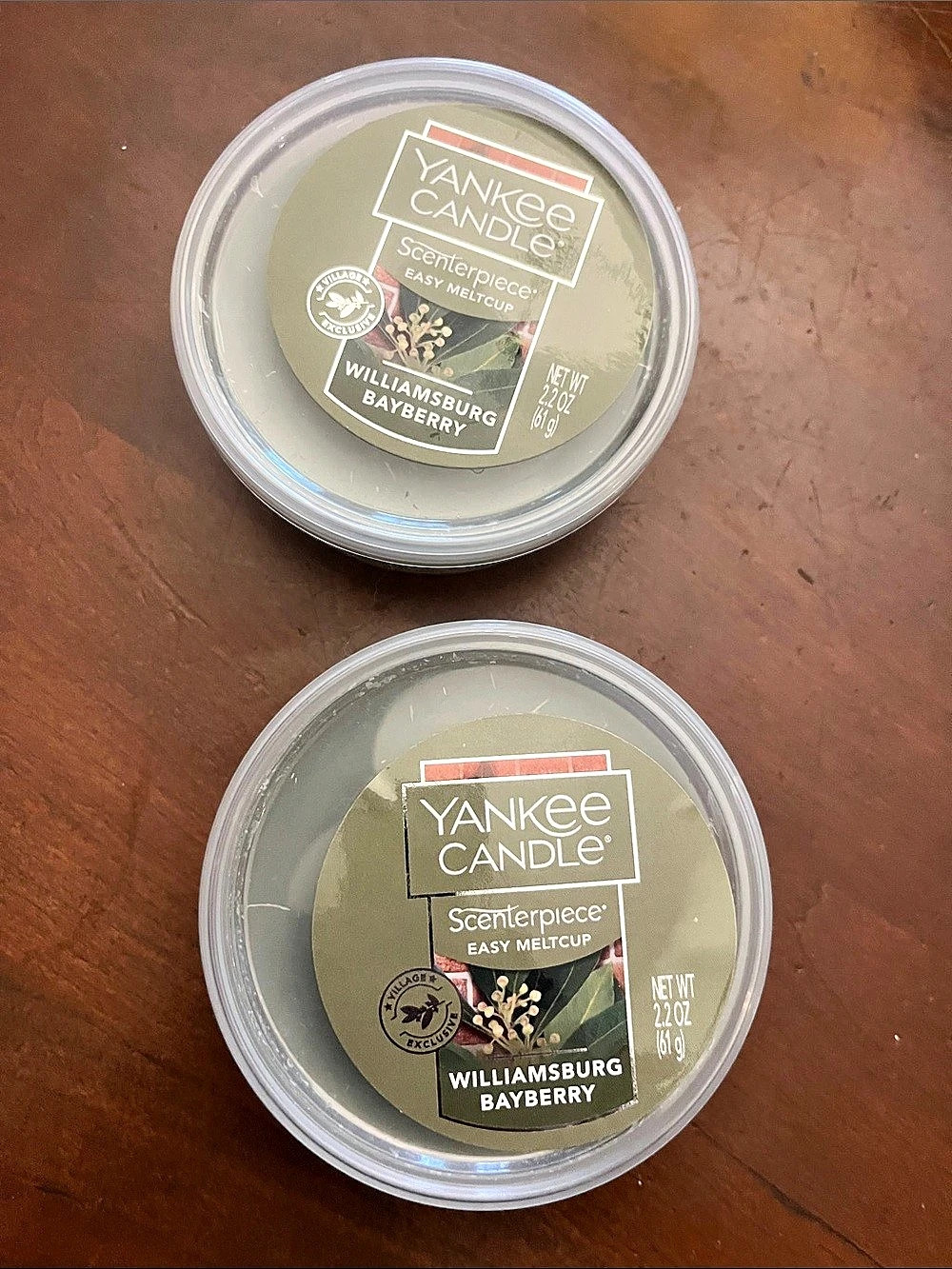 Yankee Candle Williamsburg Barberry Scenterpiece Easy MeltCup Green set of two